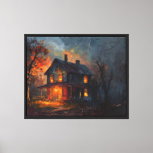Haunted Farmhouse bij Dusk Oil Painting
