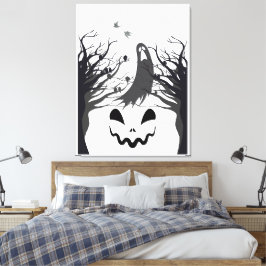 Haunted Forest Ghost Stretched Canvas – Dark & Spo Afdruk