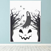 Haunted Forest Ghost Stretched Canvas – Dark & Spo Afdruk (Insitu (Houten vloer))