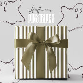 Haunted Forest Green en White Pinstripe Halloween Cadeaupapier