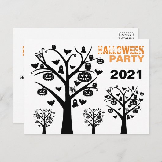 Haunted Forest Halloween Invitation Briefkaart (Voorkant / Achterkant)