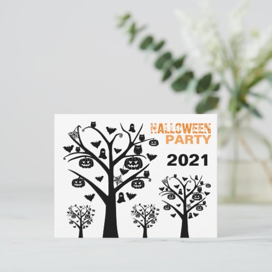 Haunted Forest Halloween Invitation Briefkaart (Staand voorkant)