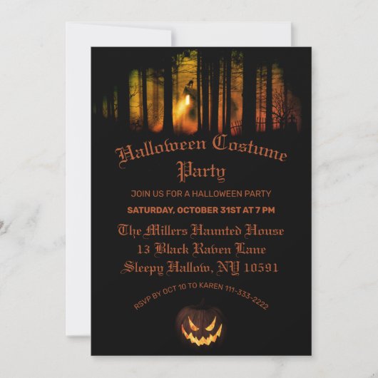 Haunted Forest Halloween Party Kaart (Voorkant)