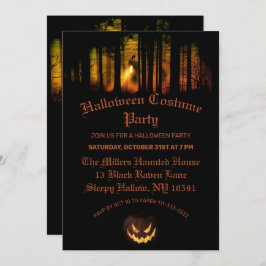 Haunted Forest Halloween Party Kaart