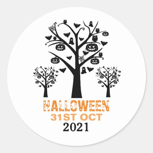 Haunted Forest Halloween Ronde Sticker (Voorkant)