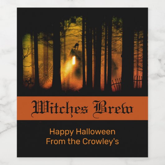 Haunted Forest Halloween Wijn Etiket (Enkel label)
