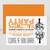 Haunted Forest Mirrored Halloween Party Invitation Kaart (Voorkant / Achterkant)