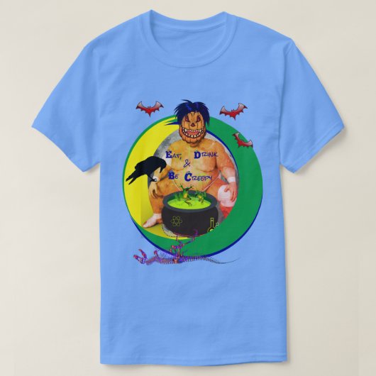 Haunted Forever Halloween Blue Uni-sex T-shirt (Design voorkant)