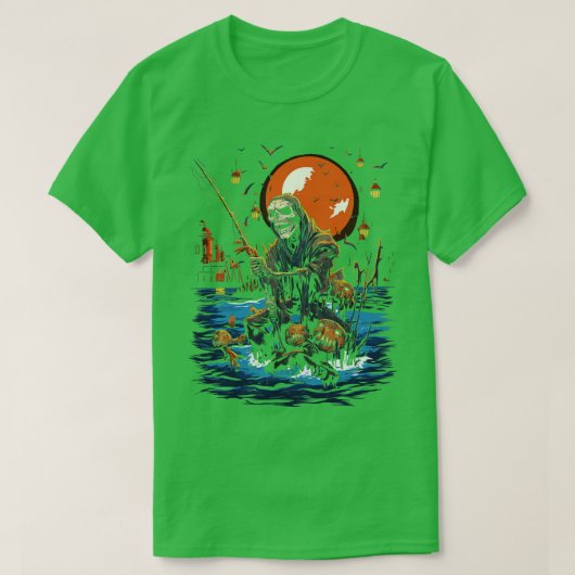 Haunted Gevist Trip Spooky Halloween Angler 2 T-shirt (Design voorkant)