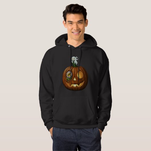 Haunted Ghost & Dripping Eyeball Jack-O-Lantern Hoodie (Voorkant volledig)