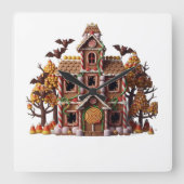 Haunted Gingerbread House Vierkante Klok (Voorkant)
