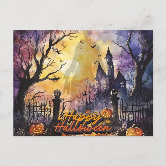 Haunted Glow Halloween Feestdagenkaart (Voorkant)