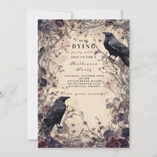 Haunted Gothic Crow Halloween Night Kaart (Voorkant)