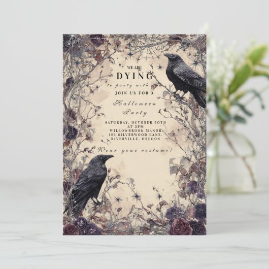 Haunted Gothic Crow Halloween Night Kaart (Staand voorkant)