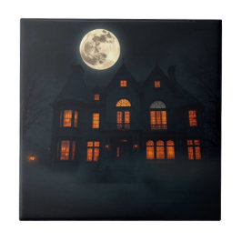 Haunted Gothic Mansion Halloween Ceramic Tile Tegeltje