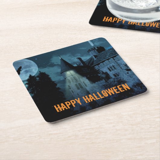 Haunted Gothic Mansion Halloween Kartonnen Onderzetters (Schuin)