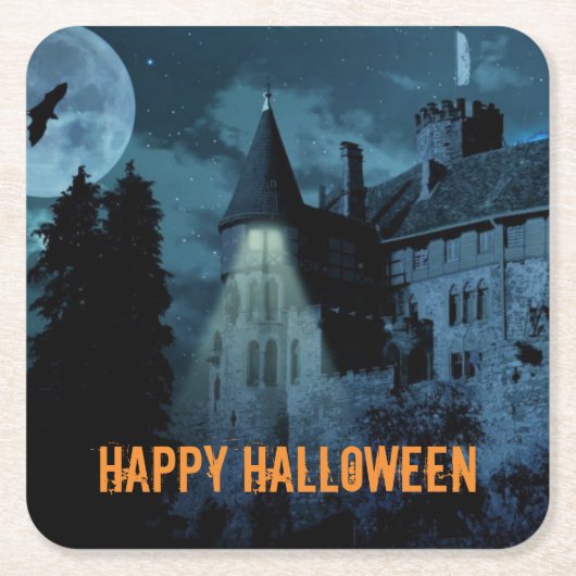 Haunted Gothic Mansion Halloween Kartonnen Onderzetters (Voorkant)