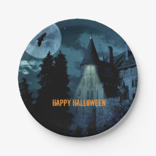 Haunted Gothic Mansion Halloween Papieren Bordje