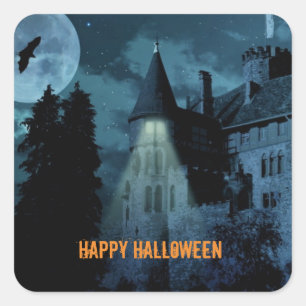 Haunted Gothic Mansion Halloween Vierkante Sticker