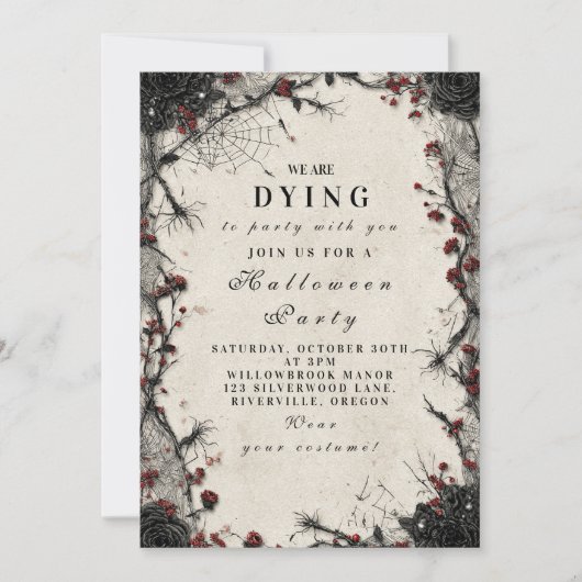 Haunted Gothic Roos Halloween Kaart (Voorkant)