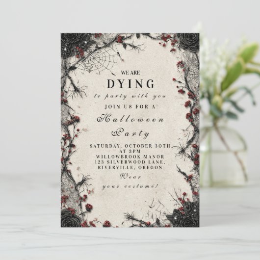 Haunted Gothic Roos Halloween Kaart (Staand voorkant)