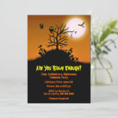 Haunted Grave Yard Halloween Party Kaart (Staand voorkant)