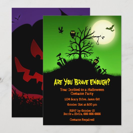 Haunted Grave Yard Halloween Party Kaart (Voorkant / Achterkant)