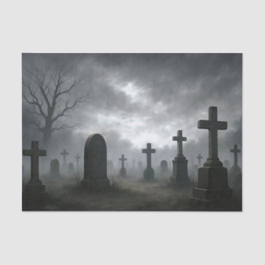 Haunted Graveyard Halloween Decoupage Tissue Paper Tissuepapier (Voorkant)