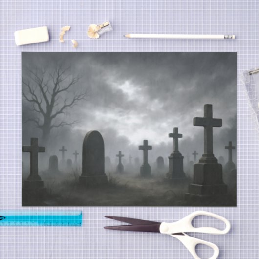 Haunted Graveyard Halloween Decoupage Tissue Paper Tissuepapier (Craft)