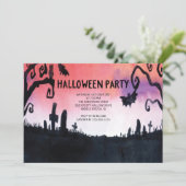 Haunted Graveyard Halloween Party-uitnodigingen Kaart (Staand voorkant)