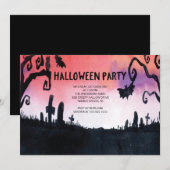 Haunted Graveyard Halloween Party-uitnodigingen Kaart (Voorkant / Achterkant)