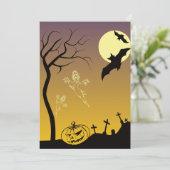 Haunted Graveyard Halloween Scene, Halloween Bedankkaart (Staand voorkant)