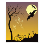 Haunted Graveyard Halloween Scene, Halloween Foto Afdruk (Voorkant)