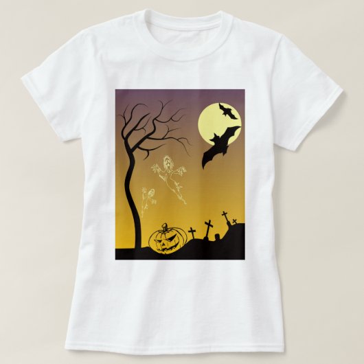 Haunted Graveyard Halloween Scene, Halloween T-shirt (Design voorkant)