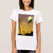 Haunted Graveyard Halloween Scene, Halloween T-shirt (Voorkant)