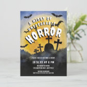 Haunted Graveyard Horror Halloween Party Invite Feestdagenkaart (Staand voorkant)