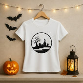 Haunted Graveyard Silhouette Modern T-shirt