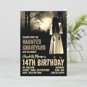 Haunted Graveyard Theme Escape Room Birthday Party Kaart (Staand voorkant)