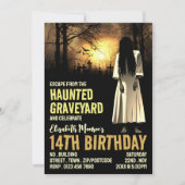 Haunted Graveyard Theme Escape Room Birthday Party Kaart (Voorkant)