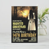 Haunted Graveyard Theme Escape Room Birthday Party Kaart (Staand voorkant)