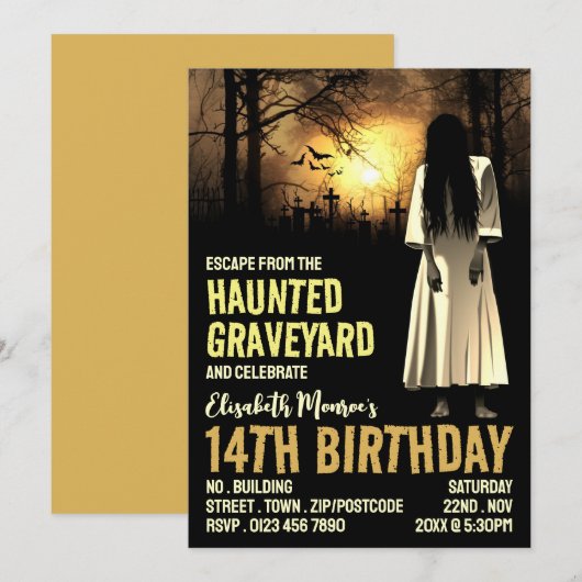 Haunted Graveyard Theme Escape Room Birthday Party Kaart (Voorkant / Achterkant)
