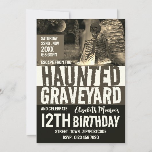 Haunted Graveyard Theme Escape Room Birthday Party Kaart (Voorkant)