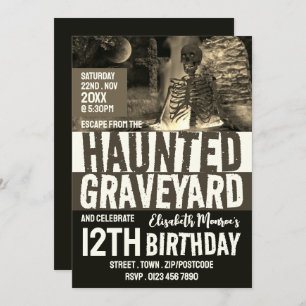 Haunted Graveyard Theme Escape Room Birthday Party Kaart