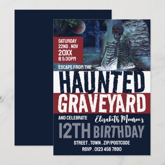 Haunted Graveyard Theme Escape Room Birthday Party Kaart (Voorkant / Achterkant)