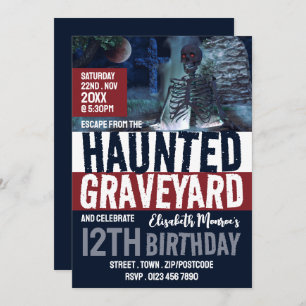 Haunted Graveyard Theme Escape Room Birthday Party Kaart