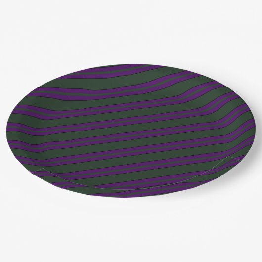 Haunted Green en Paarse met Pin Striped Papieren Bordje (Gekanteld)