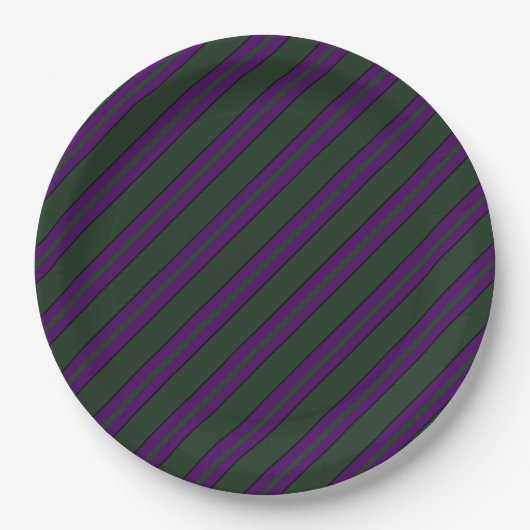 Haunted Green en Paarse met Pin Striped Papieren Bordje (Voorkant)
