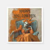 Haunted Halloween Gothic Woman in Orange Servet (Voorkant)