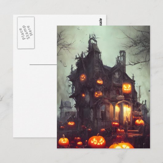 Haunted Halloween House AI Generated Art Briefkaar Briefkaart (Voorkant / Achterkant)