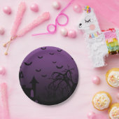 Haunted Halloween House Bats Trees Papieren Bordje (Feest)